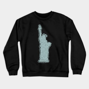 Minimalist Statue of Liberty Pattern Pop Abstract Aqua Blue on a Midtone Beige Crewneck Sweatshirt